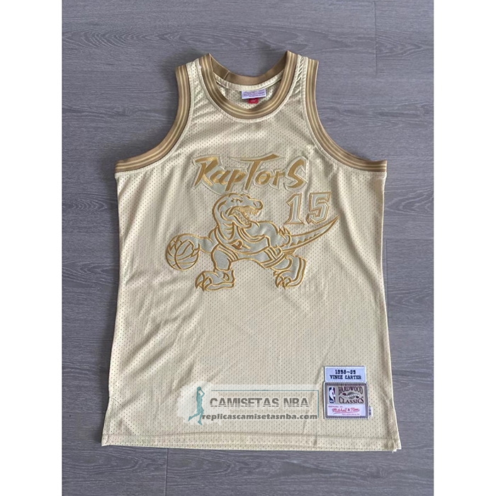 Camiseta Toronto Raptors Vince Carter NO 15 Mitchell & Ness 1998-99 Oro